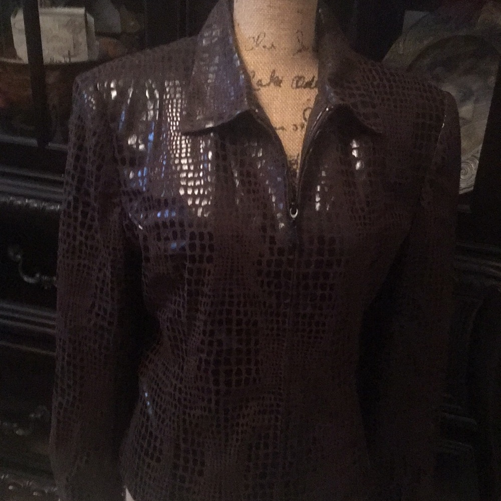 Vintage Brown Faux Snake Print Jacket